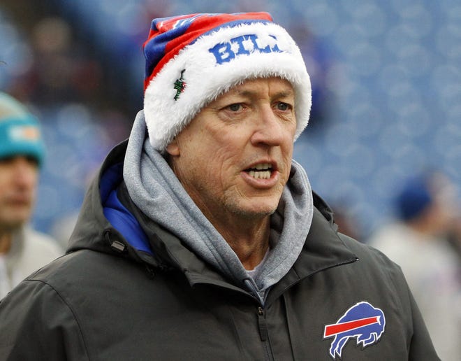 Jim Kelly has once again been diagnosed with oral cancer and said through his publicist that he is "shocked and deeply saddened" by the news, and vows to once again to fight to overcome the disease. [AP Photo/Bill Wippert, File]