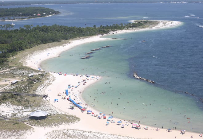 St. Andrews State Park is seen from a helicopter in July 2016. A spokesman with the Department of Environmental Protection 

said work planned at the state park will involve as few tree removals as possible. [PATTI BLAKE/THE NEWS HERALD]