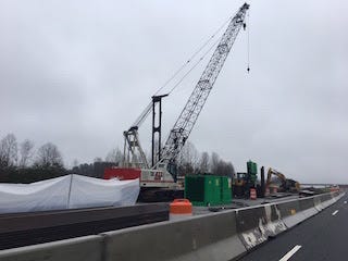 The N.C. Department of Transportation has begun construction on U.S. 74 near Pea Ridge Road in Polk County to build two bridges that will carry U.S. 74 traffic over a new road being constructed below.