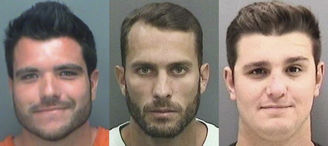 Michael Wenzel, left, Robert Lee Benac, and Spencer Heintz. [PINELLAS AND HILLSBOROUGH COUNTY SHERIFF'S OFFICES]