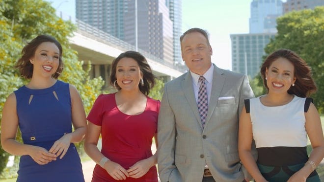 The KVUE ‘Daybreak’ team — meteorologist Erika Lopez, left, news anchors Yvonne Nava and Bryan Mays and traffic reporter Anavid Reyes — saw a big bump in the ratings in February.