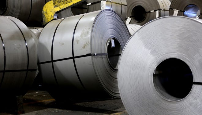 Rolls of steel at Worthington Industries' steel plant [Courtney Hergesheimer/Dispatch, file photo]
