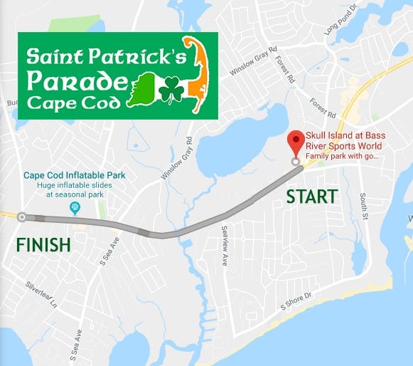 The route for Saturday's parade in Yarmouth.