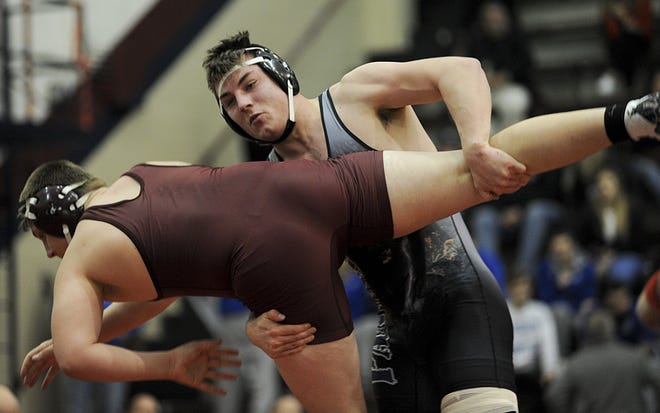Pocono Mountain West's Greg Bensley can finish as high as third in the PIAA tournament Saturday. The senior, competing at 220 pounds, lost his quarterfinal bout Friday but won his consolation bout. [Pocono Record File Photo]