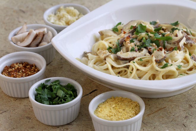 Vegan linguine with shiitake cream sauce is hearty, meaty. Fayetteville's vegan festival will feature vegan food vendors, some of whom will offer samples. [Jessica J. Trevino/Detroit Free Press/TNS]