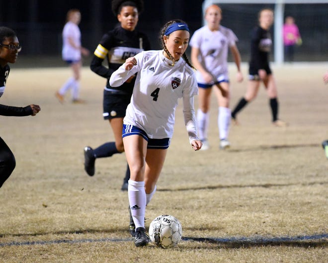 Terry Sanford's Maiya Parrous scored a pair of goals in the Bulldogs' 4-0 win over Gray's Creek on Friday. [ED CLEMENTE/THE FAYETTEVILLE OBSERVER]