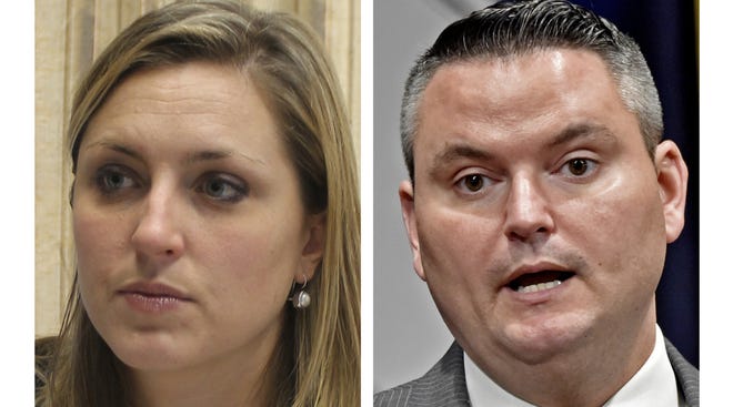 FILE - This undated file photo shows Pennsylvania state Rep. Tarah Toohil. Toohil alleges that fellow Republican Rep. Nick Miccarelli pointed a gun at her in 2012 and on another occasion, when the two were in a car, warned he would crash the vehicle while speeding 100 mph on a highway, The Citizensí Voice reported. Miccarelli has not been charged with any crime and denies the allegations. (Jamie Pesotine/Hazelton Standard-Speaker via AP, File)