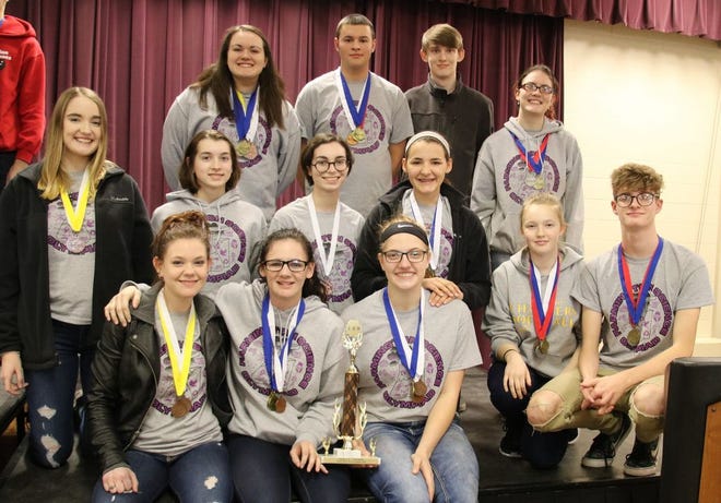 Above: Pictured are members of the Farmington High School Science Olympiad team which include students in grades 10 through 12. Below: Pictured are members of the Farmington Jr. High Science Olympiad Team which includes grades seven to nine.