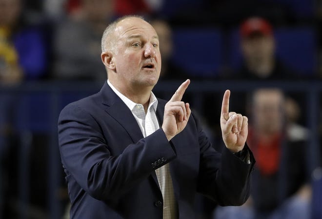 Ohio State head coach Thad Matta directs his players in the first half of an NCAA college basketball game against Navy at the Veterans Classic tournament, Friday, Nov. 11, 2016, in Annapolis, Md. (AP Photo/Patrick Semansky)