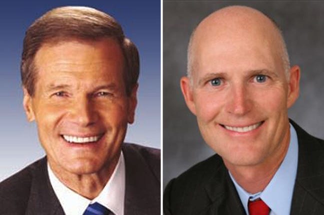 Gov. Rick Scott (right), a Republican, is expected to run against incumbent U.S. Sen. Bill Nelson (left), a Democrat, in November. [CONTRIBUTED PHOTOS]