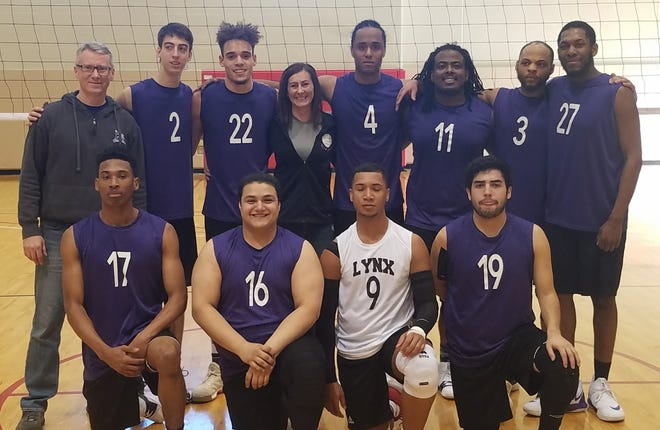 Lynx Men's Volleyball from the back are from left Coach Mark Tippett, Jack Lindner, Ramon MAtos, Asst. Coach Candace Sheley, Michael Wesley, Corey Poindexter, Greg Scott and Deantrius Coleman. Front row: Charles Carter, Andrew Matrinez, Joudiel Poveymirow and Brian Orellana. [Photo submitted]