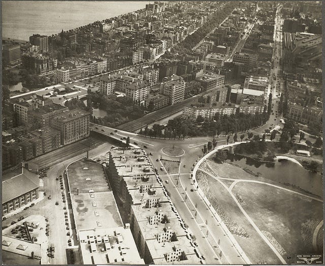 Someday all these storms will end and we will get to enjoy spring. Here is what the old Fenway area on Beacon and Commonwealth avenues looked like in 1929.