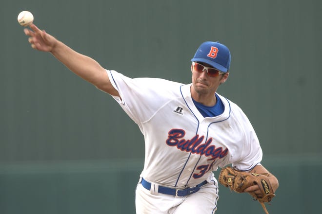 Bolles pitcher Nate Skinner throws in the third inning of the 5A baseball state championship game last season. [Marc Beaudin, For the Times-Union]