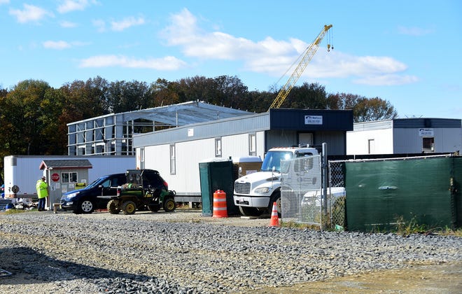 Federal Energy Regulatory Commission authorized utility company to work round-the-clock for four to five days as part of its ongoing work to build a new natural gas compressor station off Bordentown-Chesterfield Road in northern Burlington County. [CARL KOSOLA / STAFF PHOTOJOURNALIST]