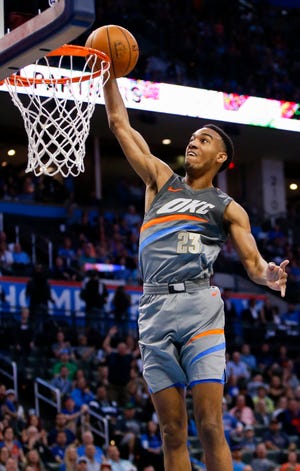 Terrance Ferguson, who made 12 starts and averaged 12.5 minutes per game as a rookie for the Thunder last season, will look to continue his progression at the NBA Summer League in Las Vegas. [Photo by Nate Billings, The Oklahoman]