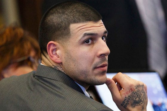 The two-night special "Aaron Hernandez Uncovered" (7 p.m., Saturday and Sunday, Oxygen) explores the complex and tragic story of the late NFL star. [OXYGEN PHOTO]