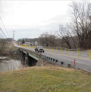 Traffic has been diverted to the newer, outside portions of the Route 16 bridge over the Conococheague Creek in Antrim Township since problems were discovered in late 2016. The bridge replacement project is expected to begin next week. ECHO PILOT FILE PHOTO.