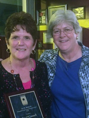 Program director of the St. Johns County Council on Aging Pat O'Connell was recognized by the Florida Associaion of Senior Centers earlier this month. Pictured with Sheila Salyer, Manager of Tallahassee Senior Center and Executive Director of Tallahassee Senior Foundation. [Contributed]