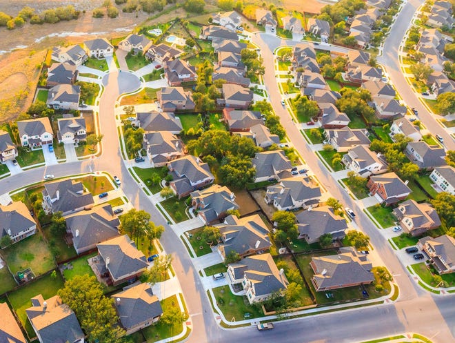 An aerial view of suburban housing near Austin, Texas. [GateHouse Media Services/File]