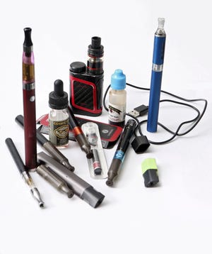 Vaporizers are a growing problem at schools. These are popular among young people now and were confiscated at Thomas Worthington High School . February 15, 2018.[Eric Albrecht/Dispatch]
