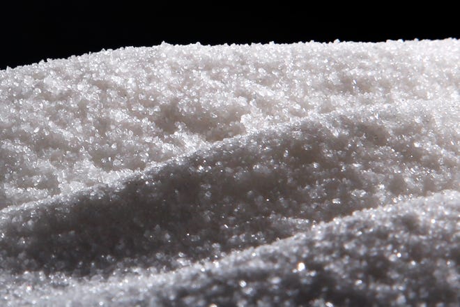 Granulated sugar is shown in Philadelphia, Monday, Sept. 12, 2016. (AP Photo/Matt Rourke)