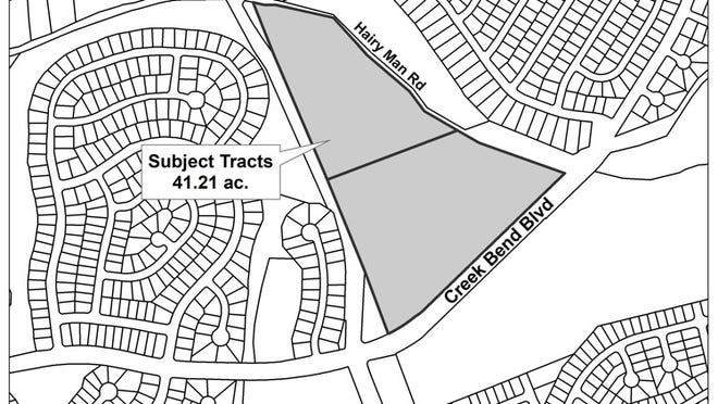 MileStone Community Builders will build 90 homes on a 41-acre property located at the southwest corner of Creek Bend Boulevard and Hairy Man Road, city officials said. Courtesy graphic