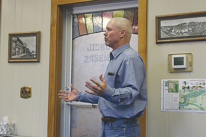 Ladd Drummond speaks before the Pawhuska City Council during a meeting Friday afternoon, where a motion to terminate the Historic District Commission was tabled for more discussion and action.