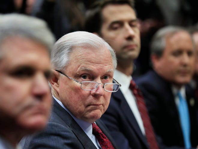 Jeff Sessions spoke on President Donald Trump’s “Initiative to Stop Opioid Abuse,” released Monday,

in Tallahassee on Thursday. [MANUEL BALCE CENETA/AP]