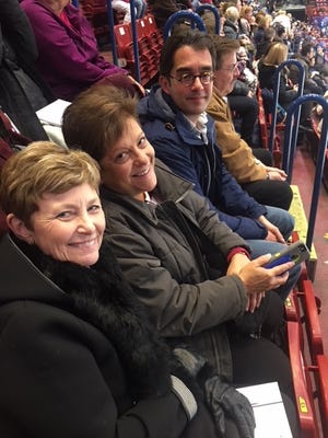 Janet at World Cup with skating friends in Milan.