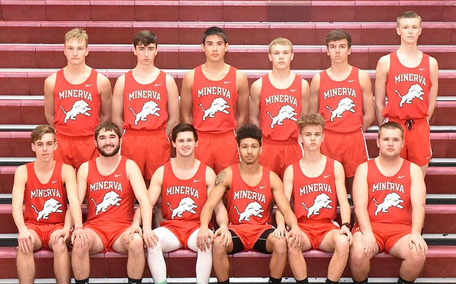Returning lettermen for the 2018 Minerva boys track and field team are (front row, left to right) Ty LaHa, Danny Hoagland, Connor Fritz, Jason Williams, Nick Bledsoe and Benner Kendrick; and (back row) Trevor Kirkpatrick, Gage Garrott, Zerick Banner, Taylor Lowmiller, Joey Stafford and Kyle Hudson.