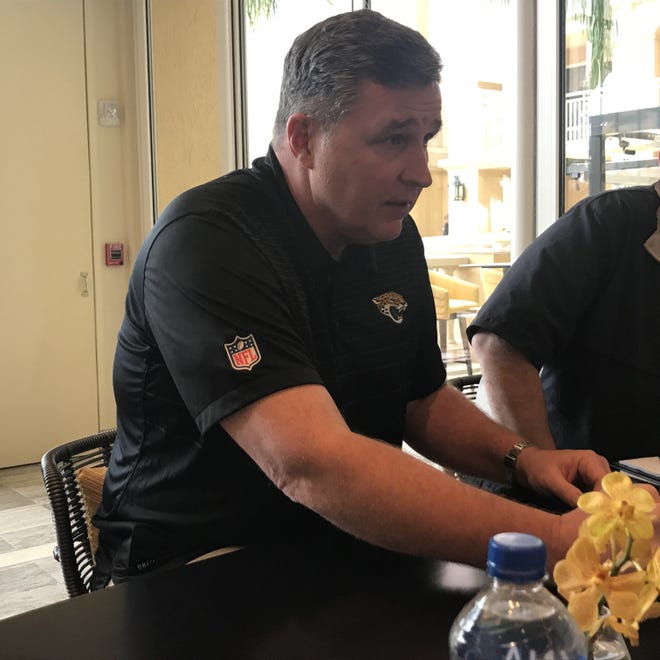 Jaguars coach Doug Marrone speaks on Monday at the NFL annual meeting in Orlando. [Ryan O'Halloran, Florida Times-Union]