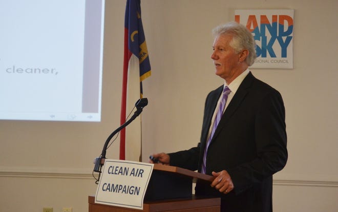 Bill Eaker, with Land of Sky Regional Council, speaks Monday during the annual State of Our Air Briefing and Press Conference. [DEREK LACEY/TIMES-NEWS]