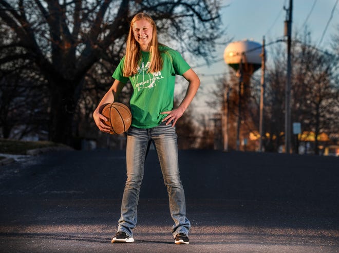 RON JOHNSON/JOURNAL STAR Eureka senior Tessa Leman led the Hornets to their first state finals as the school's all-time leading scorer with a career 1,785 points. She is the Journal Star Small-School Girls Basketball Player of the Year.