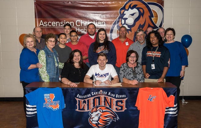 Brennan Tramonte is joined by friends and family as he signs with Louisiana College.