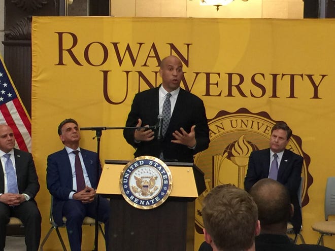 U.S. Sen. Cory Booker spoke at Rowan University's Camden campus Thursday with Rep. Donald Norcross, D-1st of Camden, about legislation they both sponsored to aid teachers. [PHOTO COURTESY OF THE OFFICE OF REP. DONALD NORCROSS]