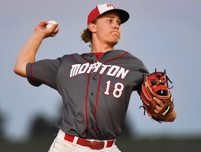 RON JOHNSON/JOURNAL STAR FILE PHOTO Morton pitcher Logan Peterson returns to anchor the Potters pitching staff in 2018.