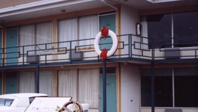 This May 2000 file photo shows the site of Martin Luther King’s assasination at the Lorraine Motel in Memphis, Tenn. He was in Room 306, upstairs in the center of the of the photo. PHOTO COURTESY MARIA LOWE
