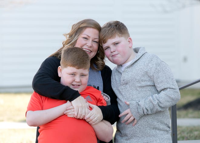 Sarah Smalley and sons Ty, 10, and Brady, 12