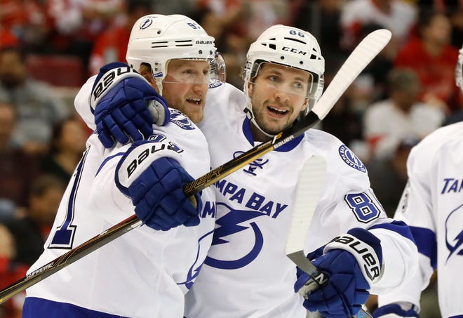 Steven Stamkos, Nikita Kucherov and the Tampa Bay Lightning will be among the favorites when the Stanley Cup playoffs begin. [AP FILE]