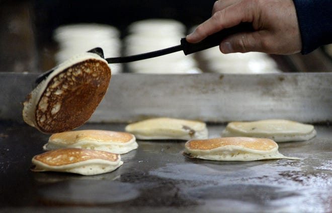 Pancakes came hot off the griddle during the 2017 Beaver County Maple Syrup Festival at Bradys Run Park. [Sylvester Washington Jr./BCT staff file]