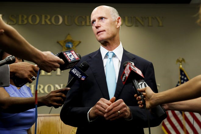 Gov. Rick Scott and state officials have appealed U.S. District Judge Mark Walker's ruling that would require Florida to overhaul the process for restoring ex-felons' voting rights. It also requested a stay of Walker's order to make changes by April 26. [Monica Herndon/The Tampa Bay Times]
