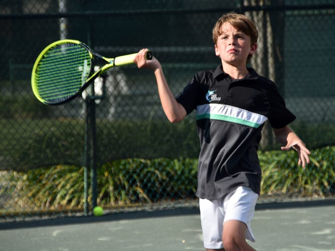 Gates Chipser posted the only win for the Destin Marlins in their tennis match with Ruckel of Niceville on Thursday. Chipser won 6-4 over Nathan Lederman. [TINA HARBUCK/THE LOG]