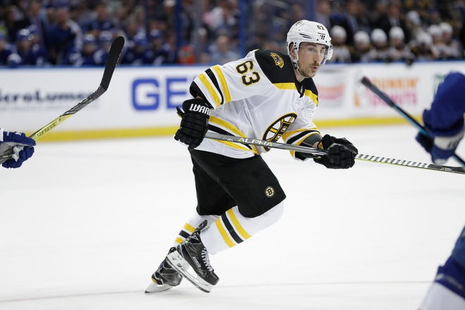 Bruins left winger Brad Marchand isn't too worried about Boston's rescent slump. “We’re in a good spot, still. We’re in the playoffs,” he said.