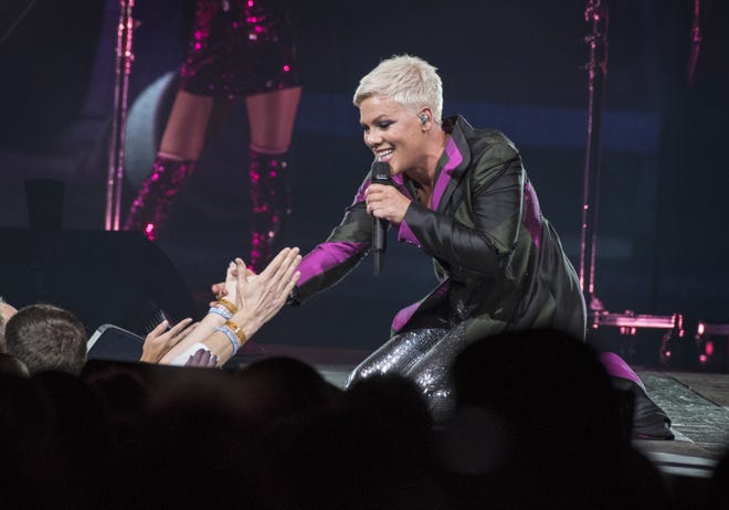 P!nk interacted often with her Pittsburgh fans Saturday at a full-house PPG Paints Arena. [Jason L. Nelson/For The Times]