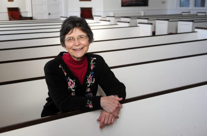 Pastor Deb Knowlton of the First Congregational Church in Hampton wrote a book about the African Americans living in Hampton who were part of the church in the 1700s. [Photo by Deb Cram/Seacoastonline]