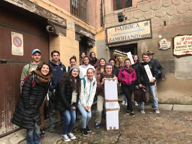 While in Toledo, Spain, students stopped by the workshop of Mariano Zamorano, one of the last sword makers in all of Spain. [Courtesy Photo SAU 16]