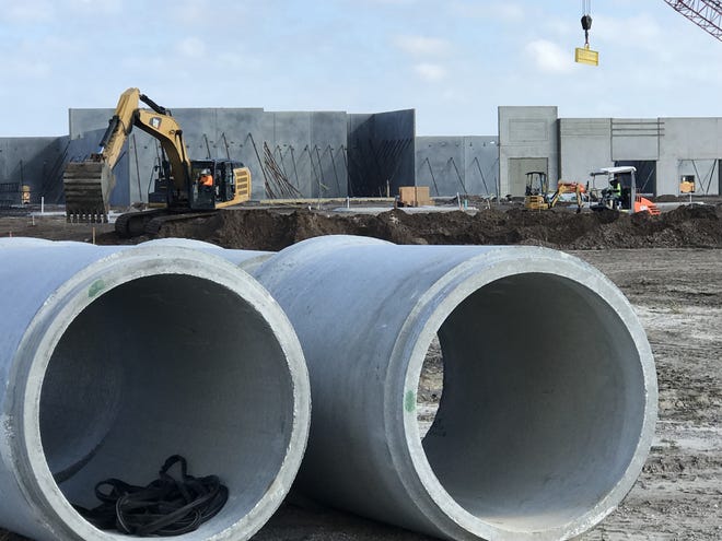 Construction proceeds on the first phase of a planned "power retail center," seen here on Friday, Dec. 22, 2017, that Canadian developer North American Development Group is building at Tomoka Town Center, just east of the Daytona Beach Tanger Outlets mall. [News-Journal/Clayton Park]