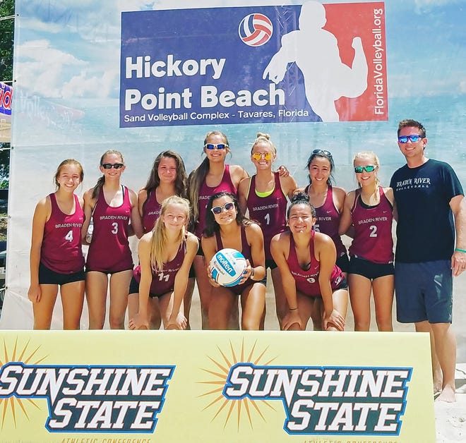 The Braden River High girls beach volleyball team finished third in the Division AA - Public Schools at the Sunshine State Athletic Conference championships during the weekend at Hickory Point Complex in Tavares. [photo provided]