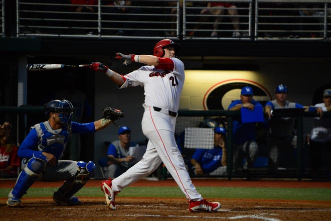 Georgia first baseman Adam Sasser hit a two-run homer in the first inning to lift the Bulldogs past Clemson 6-1 Tuesday night. (Photo by Caitlyn Tam)