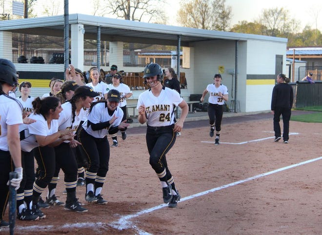 Taylor Tidwell hit her record 17th home run of the season in St. Amant's 12-1 first-round win over Dutchtown. Photo by Kyle Riviere.